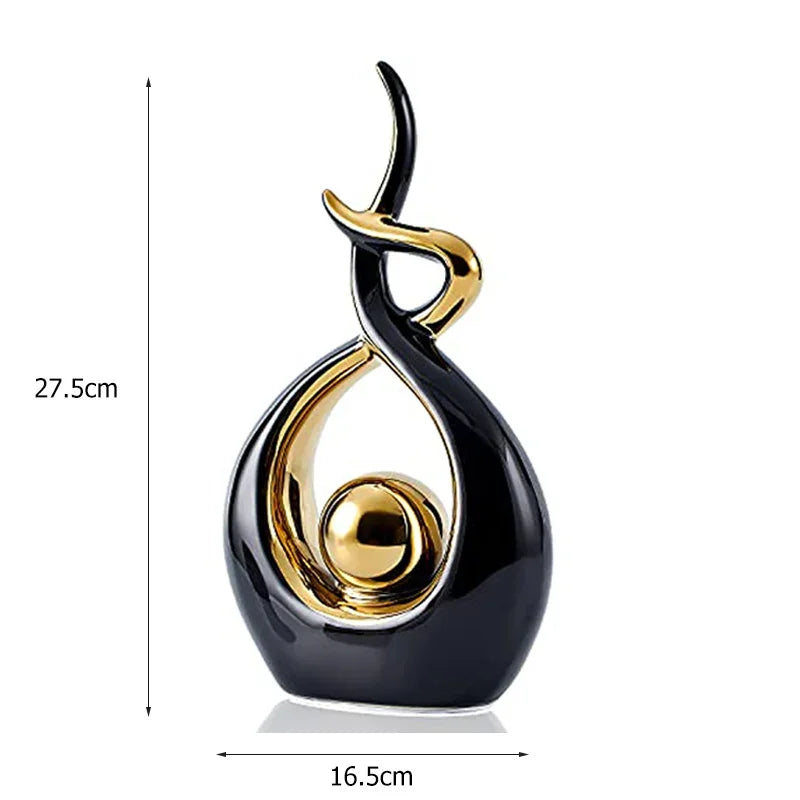 Abstract Ceramic Sculpture Golden Art Statue Modern Home Decor Accessories Living Room Desk Office Supplies Crafts Gifts