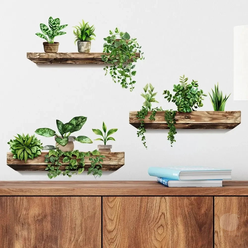 Creative Wall Stickers Potted Plant Decals Self-adhesive Removable Wall Mural DIY Wall Art Home Decoration Accessories