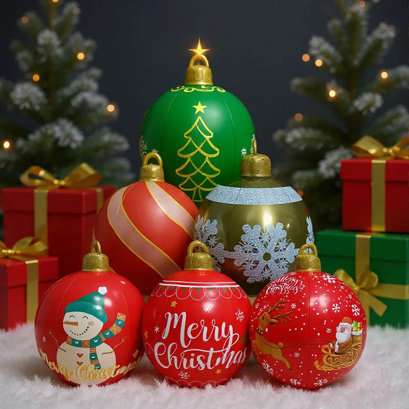 Durable Inflatable Christmas Ball Large Outdoor Holiday Decoration Festive Blow Up Ornament For Christmas Party Yard Event Setup