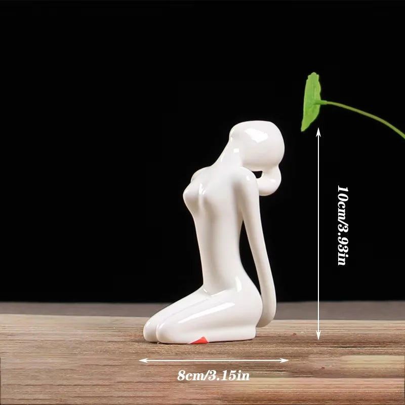 12 Styles Abstract Figure Art Ceramic Yoga Poses Figurine Porcelain Lady Statue Home Yoga Study Studio Decor Ornament  Sculpture