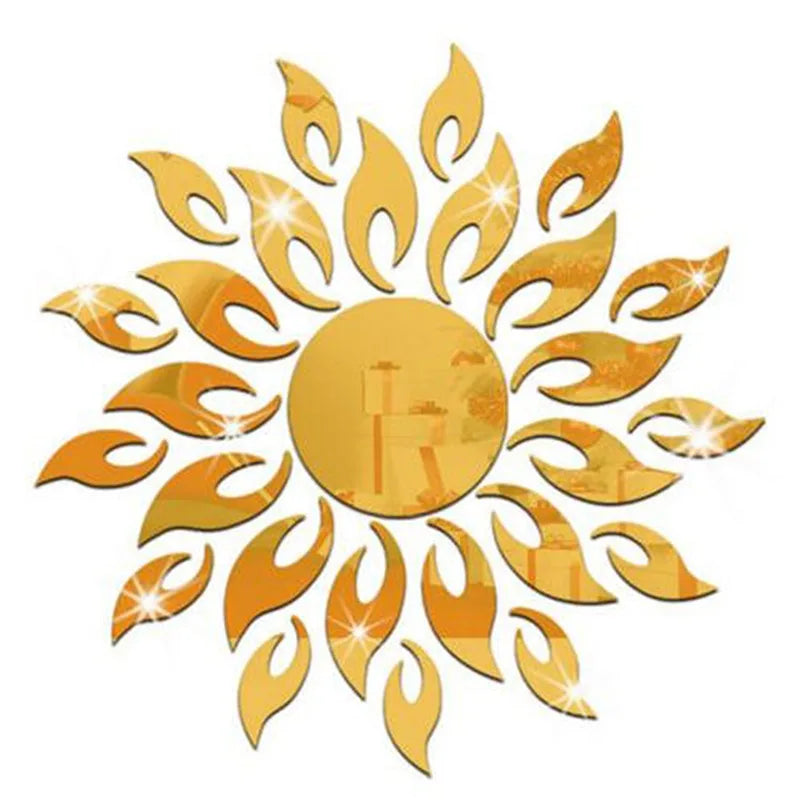 Mirror Sun Flower Art Removable Wall Sticker Acrylic Mural Decal Household Room Decoration