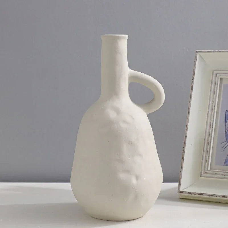 Nordic Minimalist Ceramics Vase Ornaments Creative Living Room TV Cabinet Desktop Dried Flower Vases Home Decoration Accessories