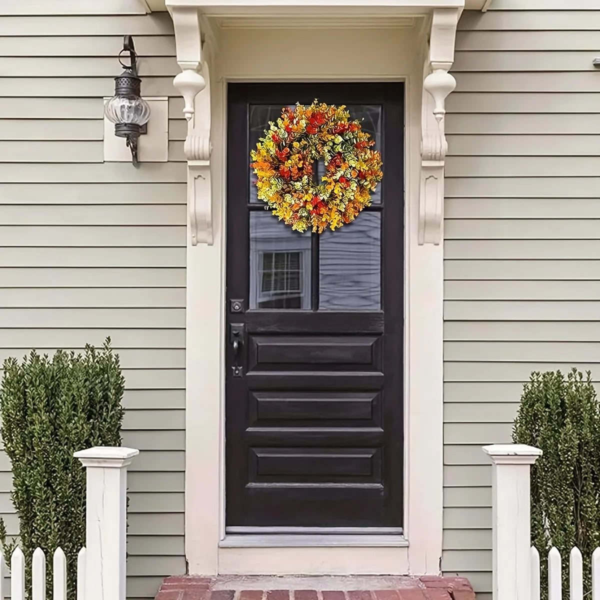 1pc Elegant Artificial Flower Wreath - Realistic Fall Foliage- Indoor Door Hanging Decor for Thanksgiving, Christmas, Halloween