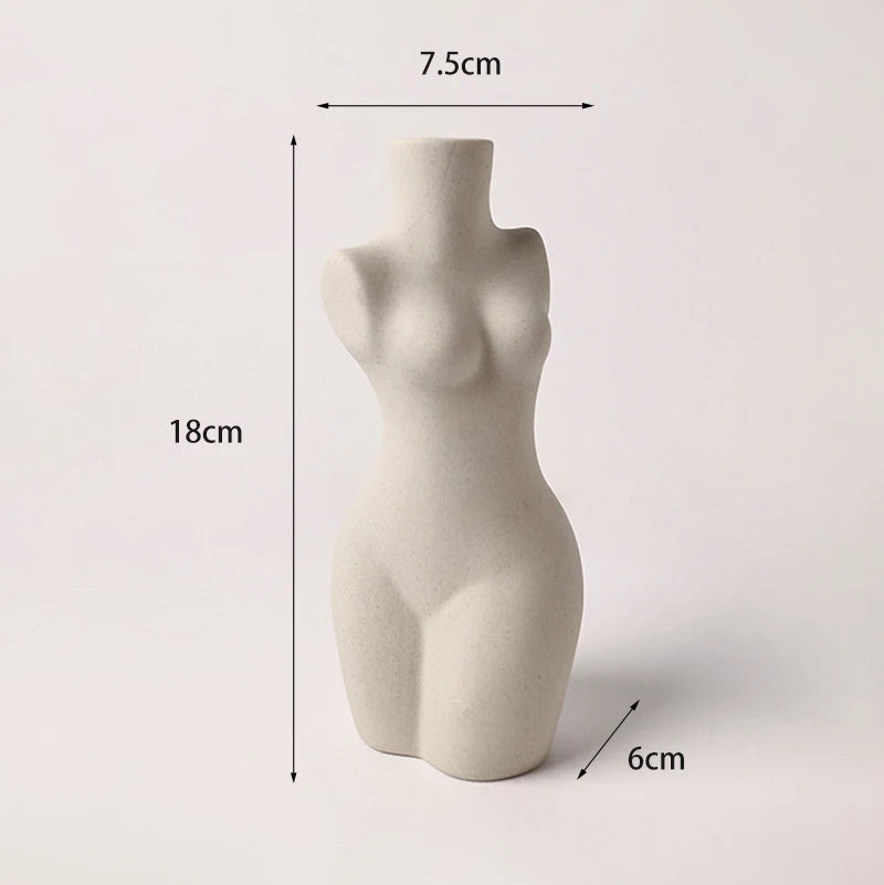 Human Body Styling Art Vase  Silent Wind Ceramic Vase  Sculpture White Primitive Embryo Floral Organ Ins Hotels Home Decorate