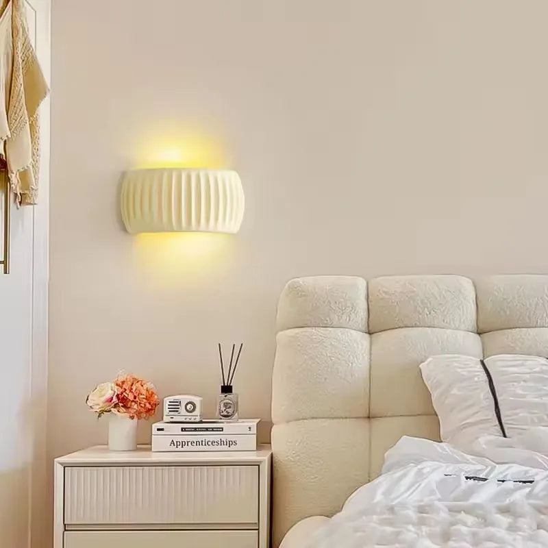 French Beige Resin Wall lamp Pumpkin Shape wall light Bedroom Bedside Lampcorridor Ambient Lamp Decoration Lustres