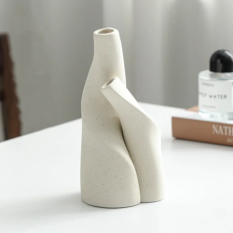 Nordic Home Decor Desktop ornament 1pcs Ceramic vase White minimalist flower vase Combination vase 1pcs