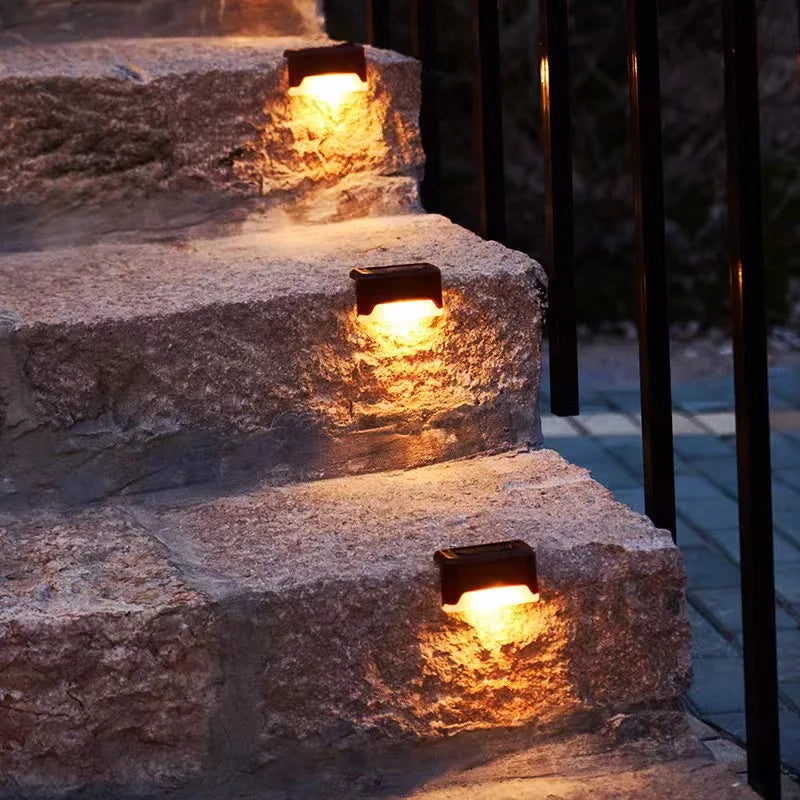 Warm White LED Solar Step Lamp Path Stair Outdoor Garden Lights Waterproof Balcony Light Decoration for Patio Stair Fence Light