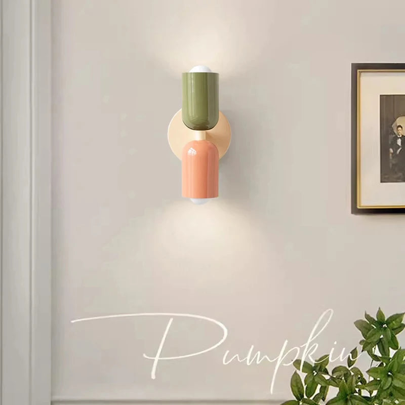 Dropshipping Nordic Wall Lamp LED Macaron Minimalist Sconce Bedroom Bedside Living Room Study Aisle Indoor Home Decoration Light