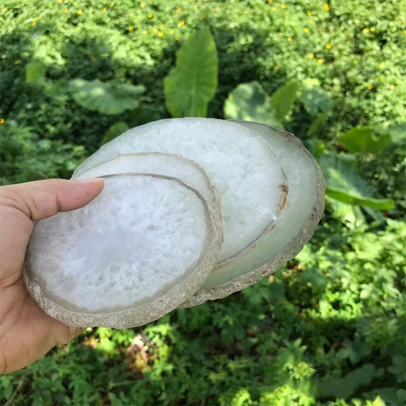 Natural Agate Coaster Irregular Gold Plated Edge Silver Edge Agate Piece Natural Stone Crafts Home Decoration