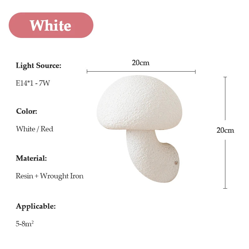 Nordic Mushroom Resin Wall Lamp Creativity Wabi Sabi Wall light for Living Room Bedroom Home Decor Led Bedside Lamp