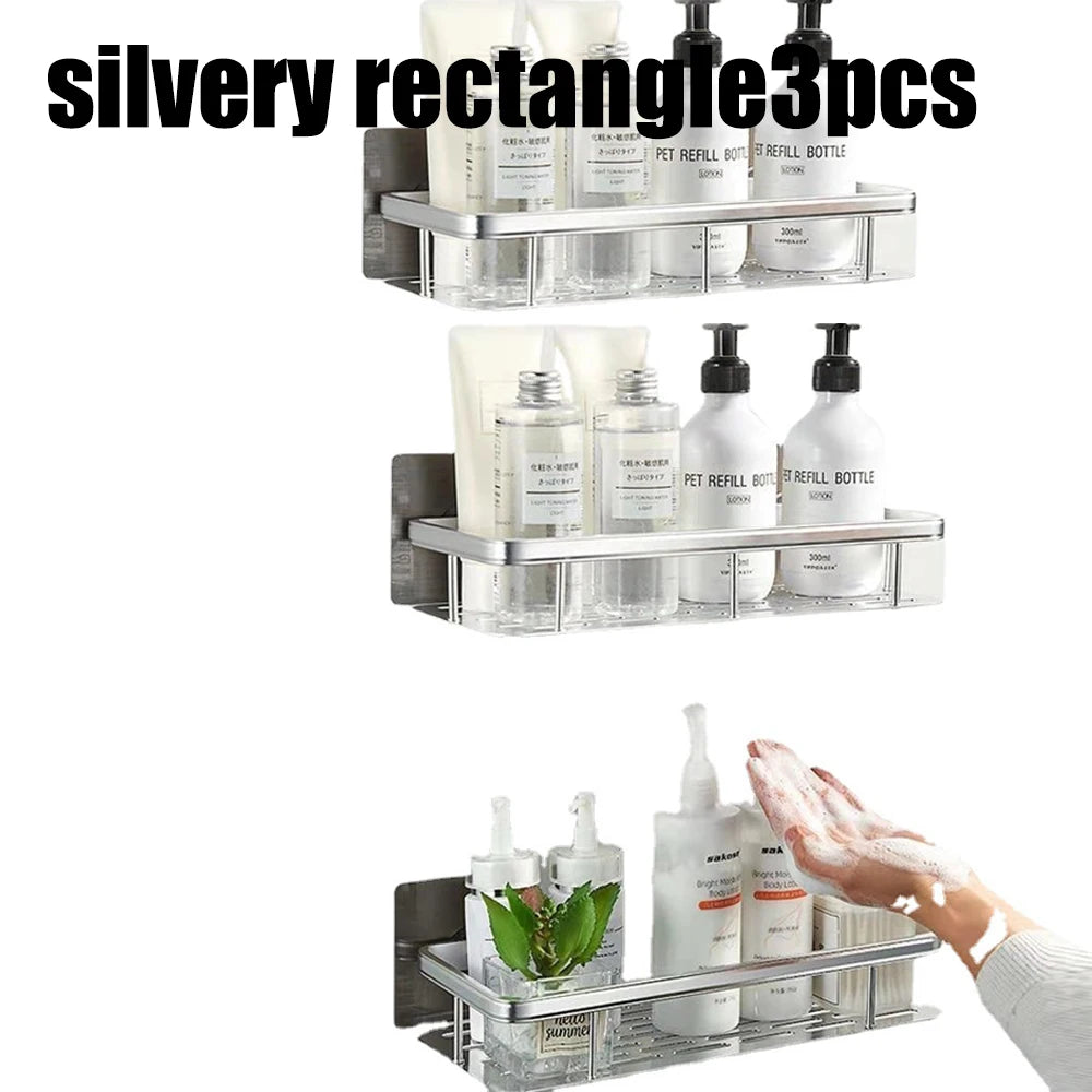 Spice Rack Dish Wall Shelf Kitchen Cabinet Storage Shelves Drying Sink Nail Free Wall Hanging Corner Rectangular Rack