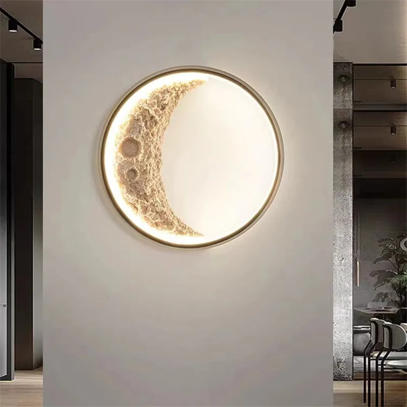 Creative Moon wall Lamp Led dimmable murale bedroom beside Light For Living Room Kitchen Hall Background Decor Stairway light