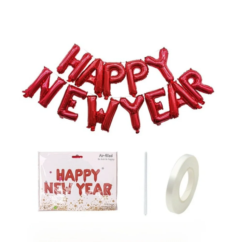 Happy New Year 2026 Alphabet Balloons Holiday Ornaments New Year Colorful Foil Balloons Inflatable Party Supplies