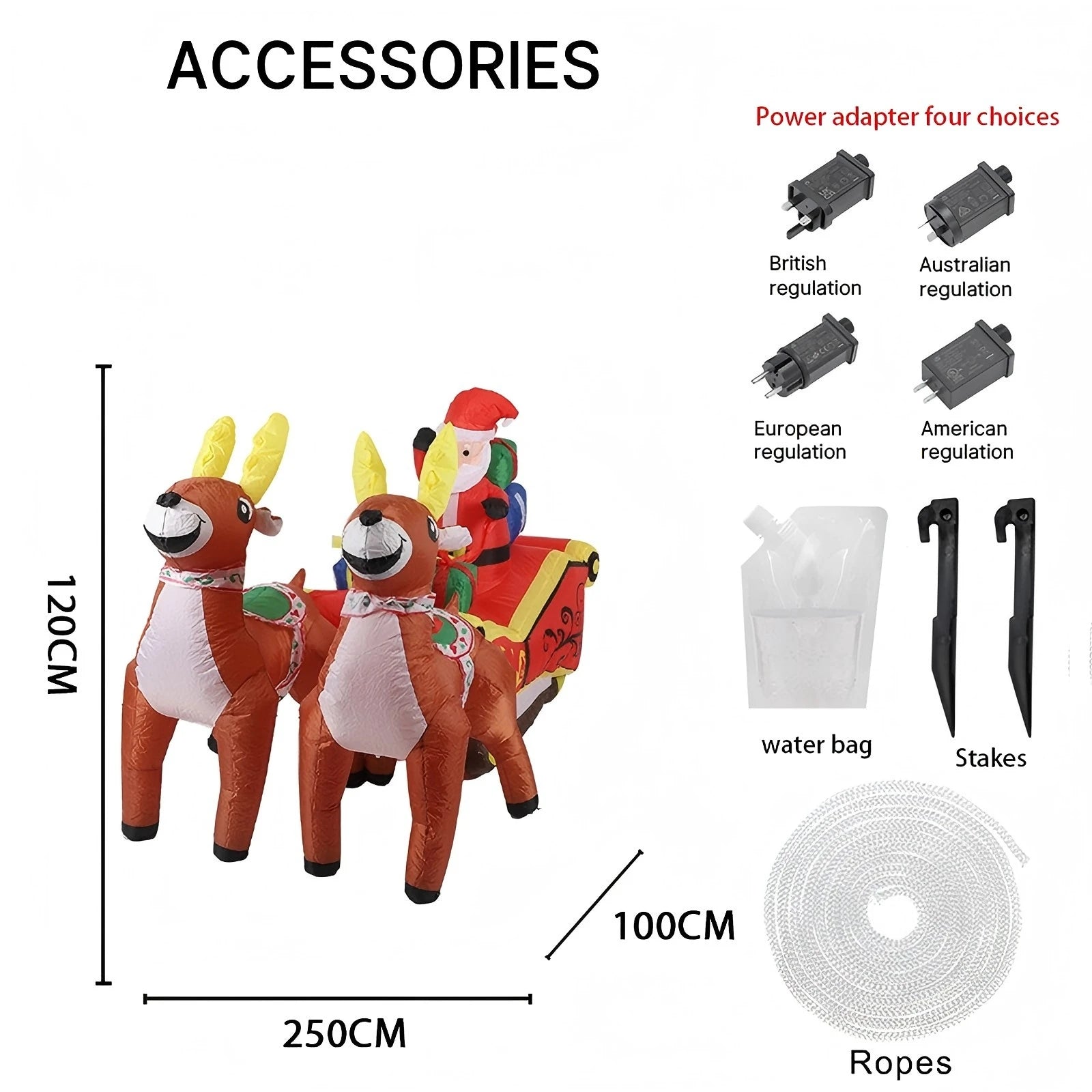 8.20FT Xmas Yard Party Decoration Inflatable Santa Claus Reindeer Sleigh Toys LED Light Home Ornaments Supplies Holiday Gifts