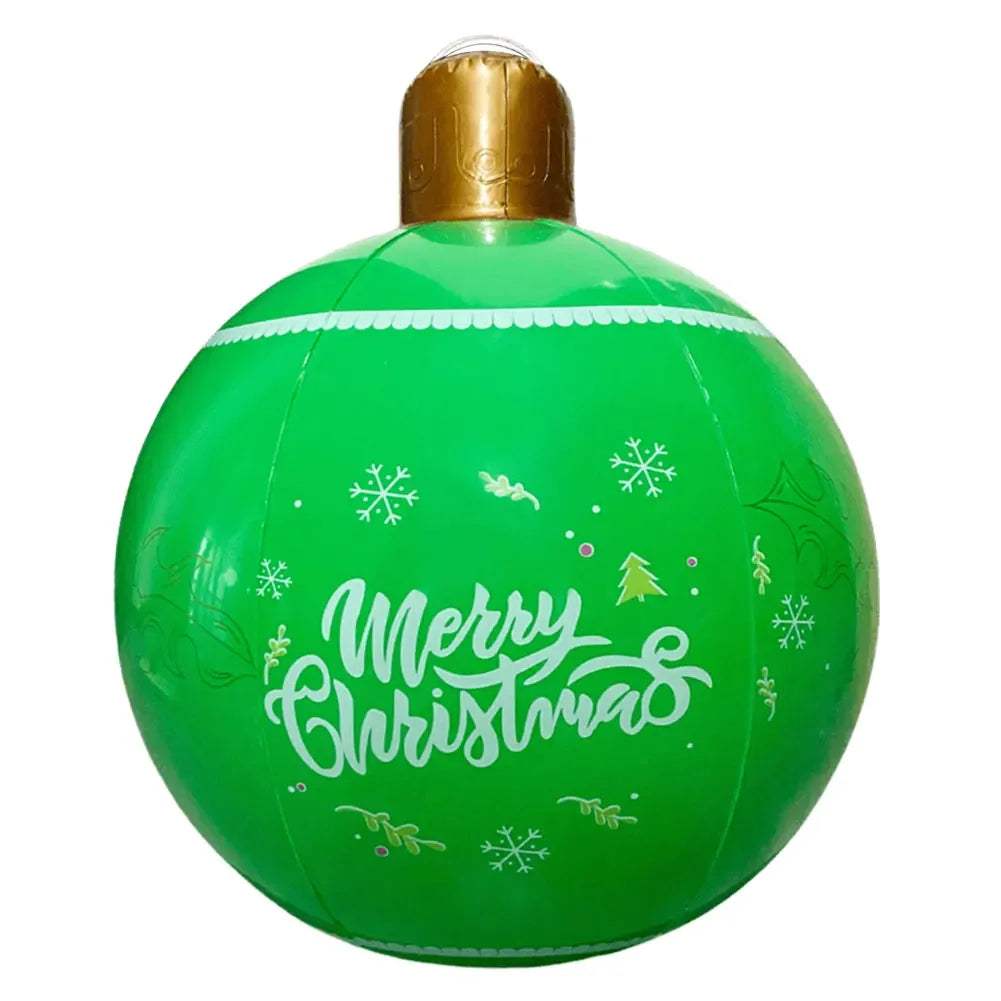 Jumbo 60CM Inflatable Christmas Sphere Outdoor Holiday Decor PVC Weatherproof Lawn Ornament for Xmas New Year Festivities