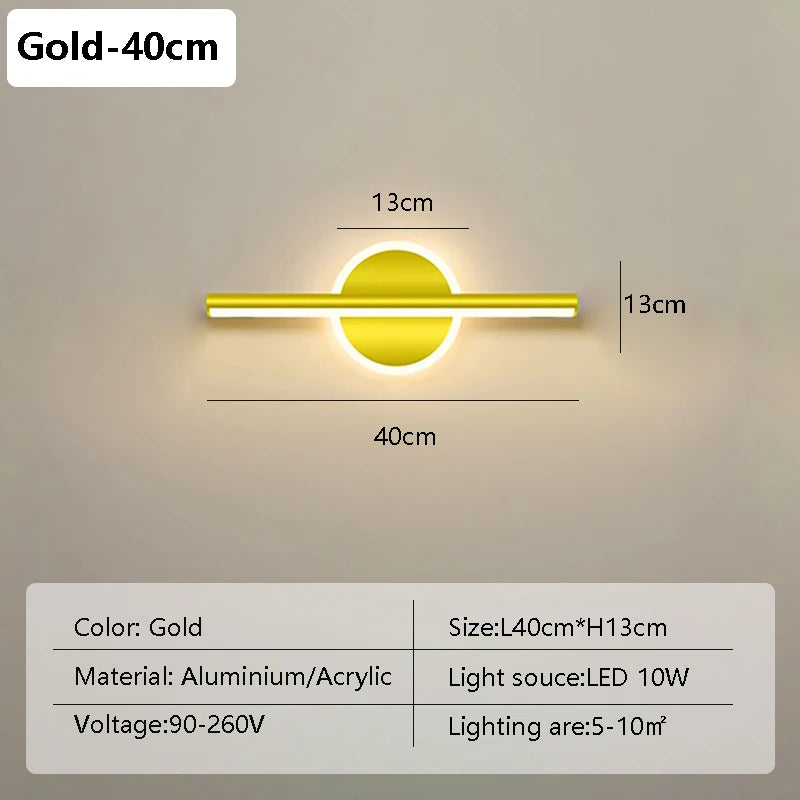 Modern LED Wall Lamp 40/60cm Mirror Light Bathroom Toilet Black Gold Long Strip Fixture Home Decor Led Lighting Lamps Lustre
