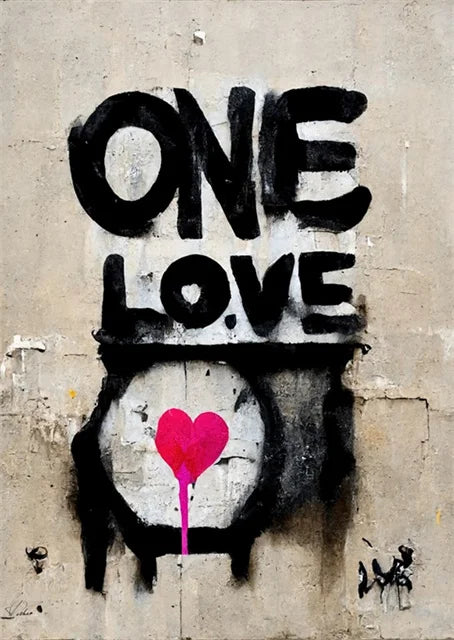 Banksy-Inspired Canvas Print-Graffiti Boy and Girl with Balloon Poster for Pop Street Art Decor in Living Room and Home