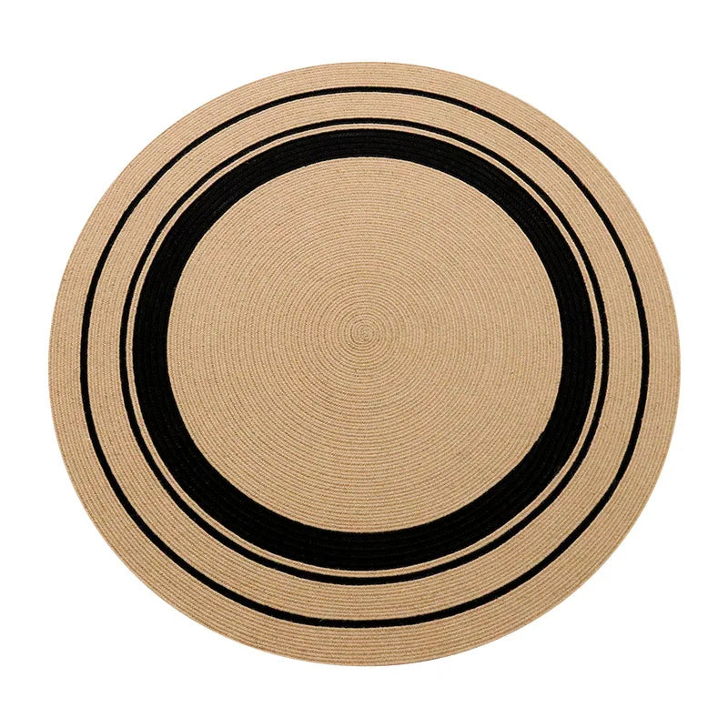 Natural Jute Handwoven Living Room Carpet, Minimalist Bedroom Rug for Home Decoration, Durable and Breathable Floor Mat
