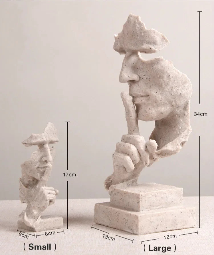 See No Evil Resin Art Silence Mask Figurines Decorations for Home Abstract Silence Is Gold Mask Miniatures Sculpture Artwork