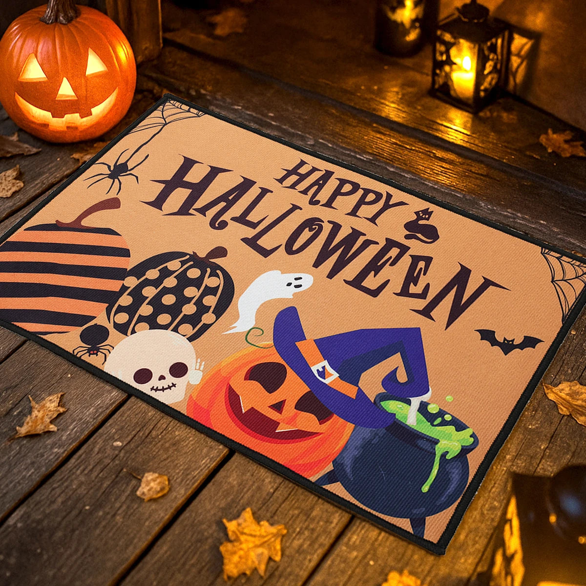 Halloween Crystal Velvet Doormat Halloween Theme Party Decoration Kids Favor Pumpkin Ghost Doormat Trick or Treat Party Supplies