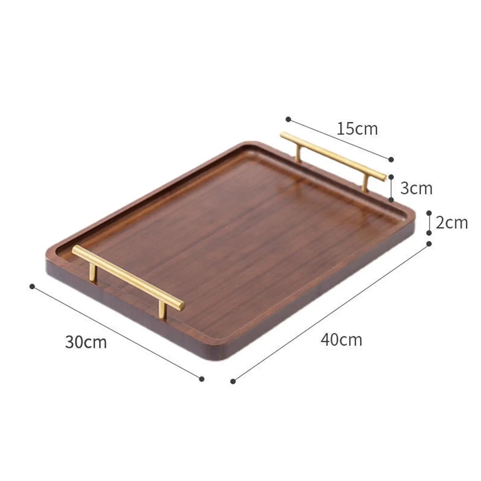 Wooden Serving Tray Snack Tray with Metal Handles Food Tray Plate Decorative Tray Coffee Table Tray for Table Decor Kitchen