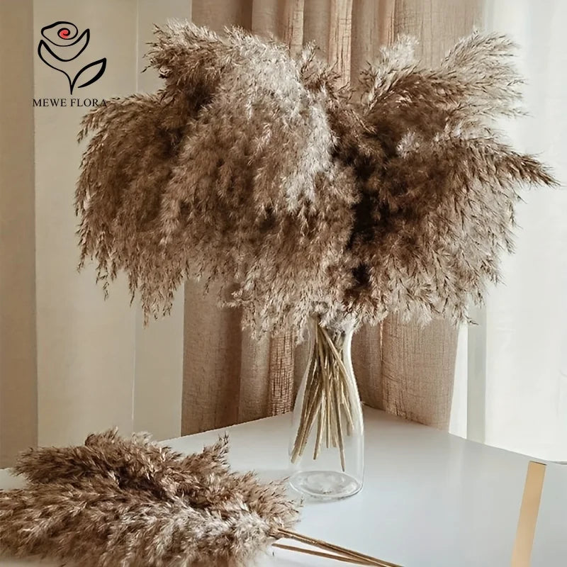 15pcs Large Fluffy Pampas Grass Bouquet Low-Maintenance Dried Flowers for Home Office Outdoor Decor Boho Table Vase Centerpieces