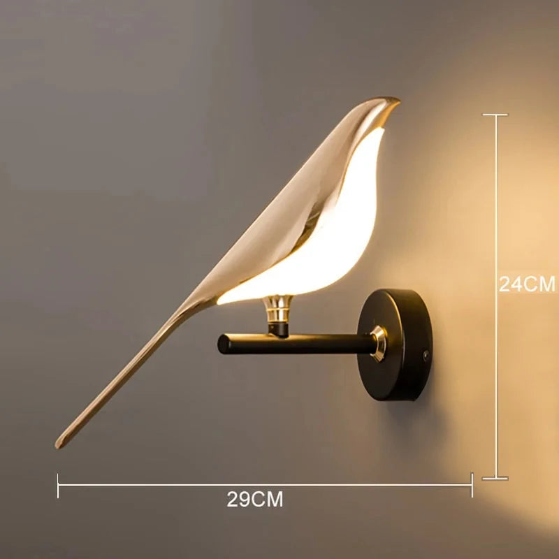 Nordic Golden Bird LED Wall Lights Parlor Bar Creative Wall Lamps Novelty Sconces Bedroom Bedside Lamp Living Room Decoration