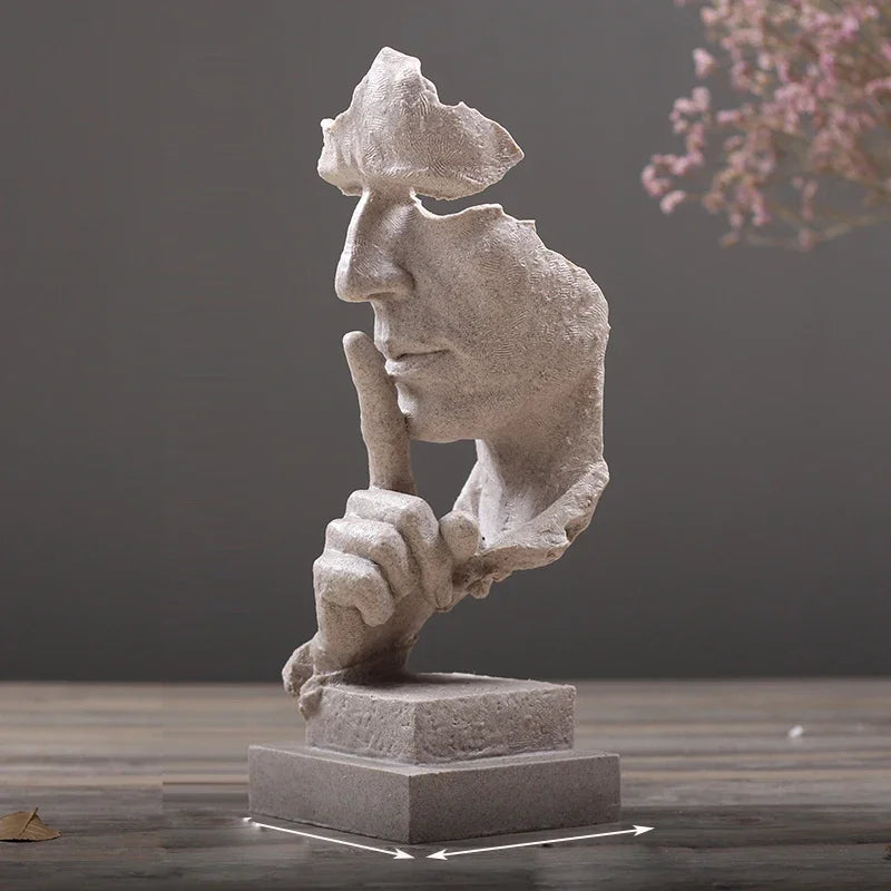 See No Evil Resin Art Silence Mask Figurines Decorations for Home Abstract Silence Is Gold Mask Miniatures Sculpture Artwork