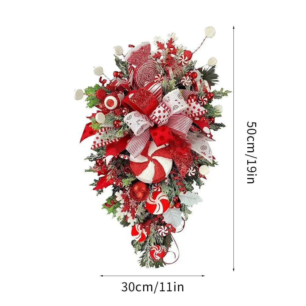 Autumn Door Wreath Christmas Halloween Decoration Pumpkin Berry Pine Cone Maple Artificial Wreath Cloth Rattan Material Home