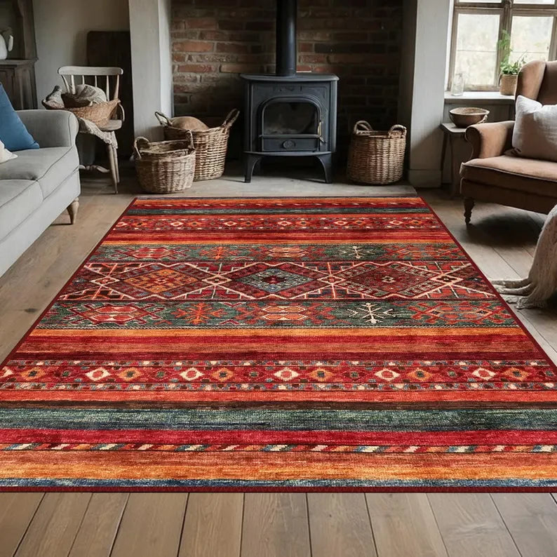 Floral Patterned Rug Non-slip Washable Rug Stylish Contemporary Rug, Living Room Rug Durable Cozy  Area Runner Mats Decoration