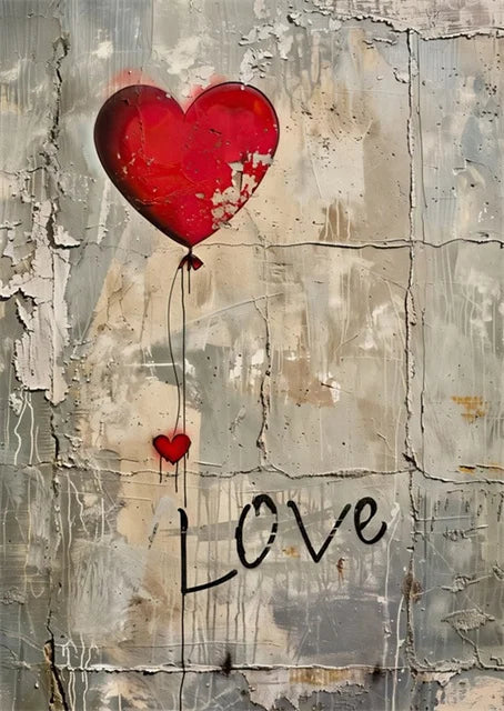 Banksy-Inspired Canvas Print-Graffiti Boy and Girl with Balloon Poster for Pop Street Art Decor in Living Room and Home