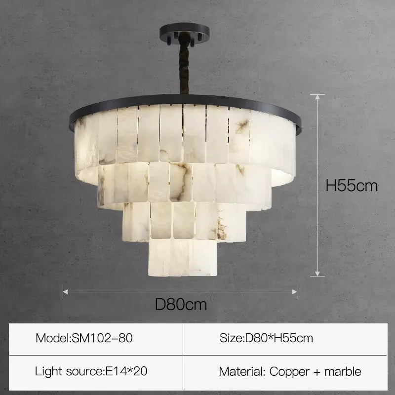 2025 Modern minimalist creative designer luxury Spanish marble warm white brass chandelier home life chandelier