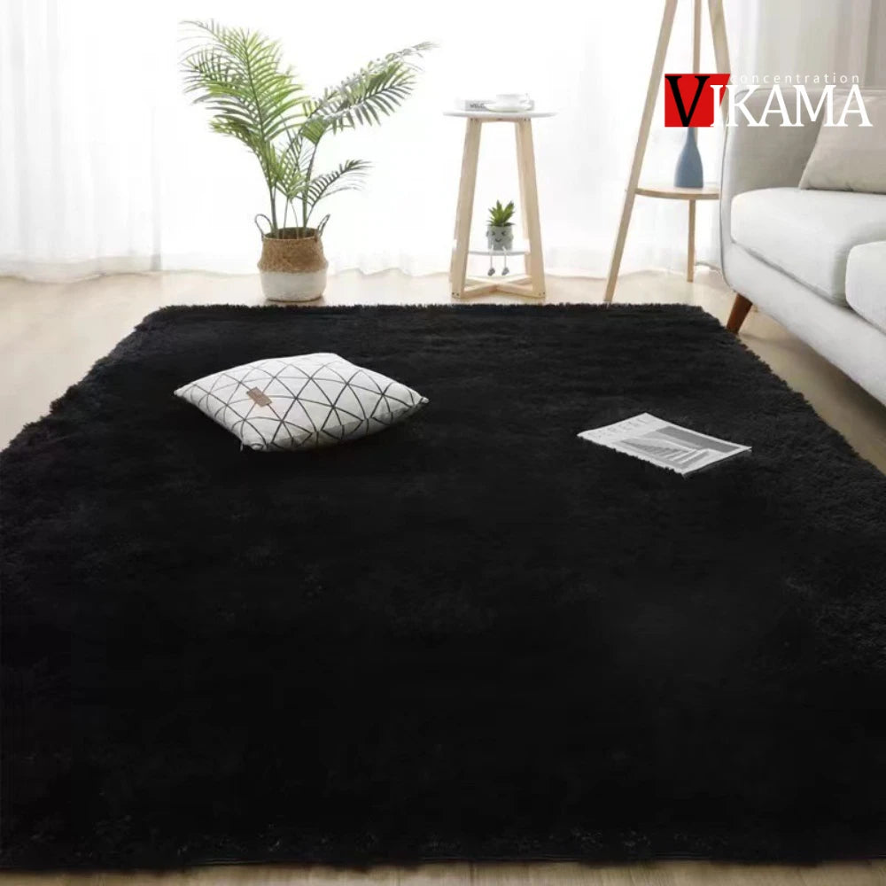VIKAMA black Area Plush for Bedroom, Living Room Fluffy Rug, Large Area Rug Shag Shaggy Carpet Soft Plush Furry Bedside Rug