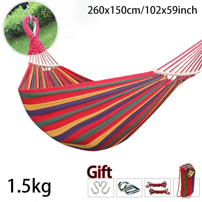 Canvas Garden Hammock Portable Outdoor/Indoor Hammock with Travel Bag for Camping,Backyard,Patio - Comfortable Fabric