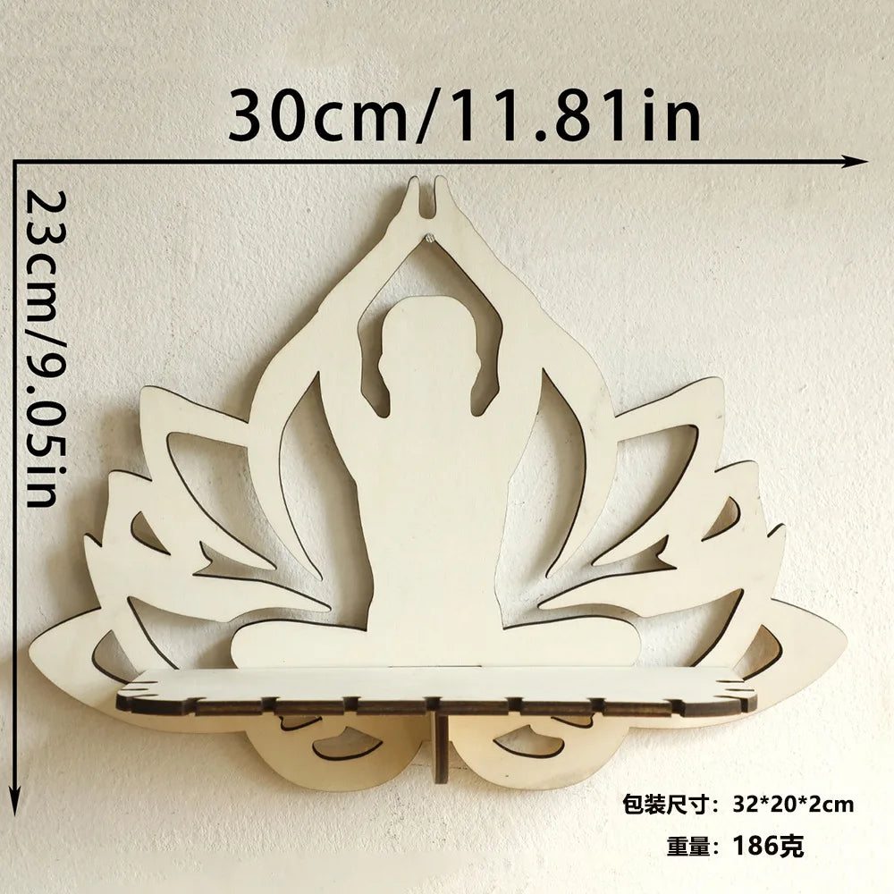 Wooden Craftsmanship Butterfly Lotus Hollow Crystal Storage Rack Simple Home Wall Decoration Wall Phone Stand