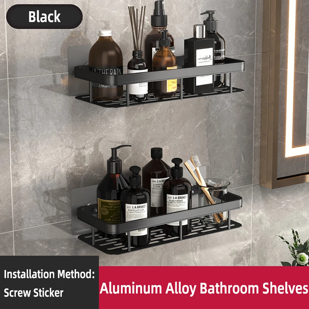 Spice Rack Dish Wall Shelf Kitchen Cabinet Storage Shelves Drying Sink Nail Free Wall Hanging Corner Rectangular Rack