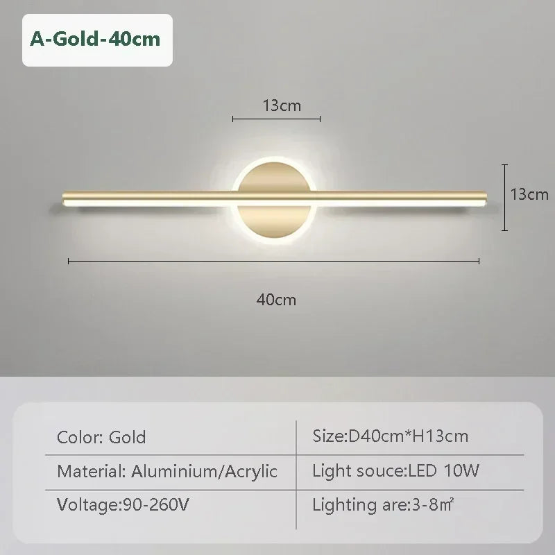 Modern LED Wall Lamp 40/60cm Mirror Light Bathroom Toilet Black Gold Long Strip Fixture Home Decor Led Lighting Lamps Lustre
