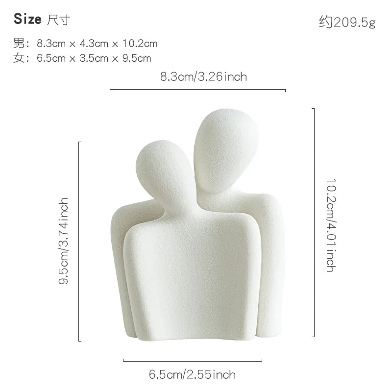 Nordic Decorative Abstract Couple Statue, Ceramic Figure Figurines, Living Room Crafts, Modern Sculpture, Home Ornaments