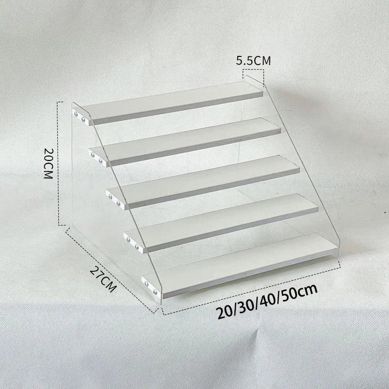 1-7 Step Acrylic Wood Display Stand Wooden Tiered Display Riser Shelf Organizer Rack for Perfumes Figures Collectibles Cupcakes