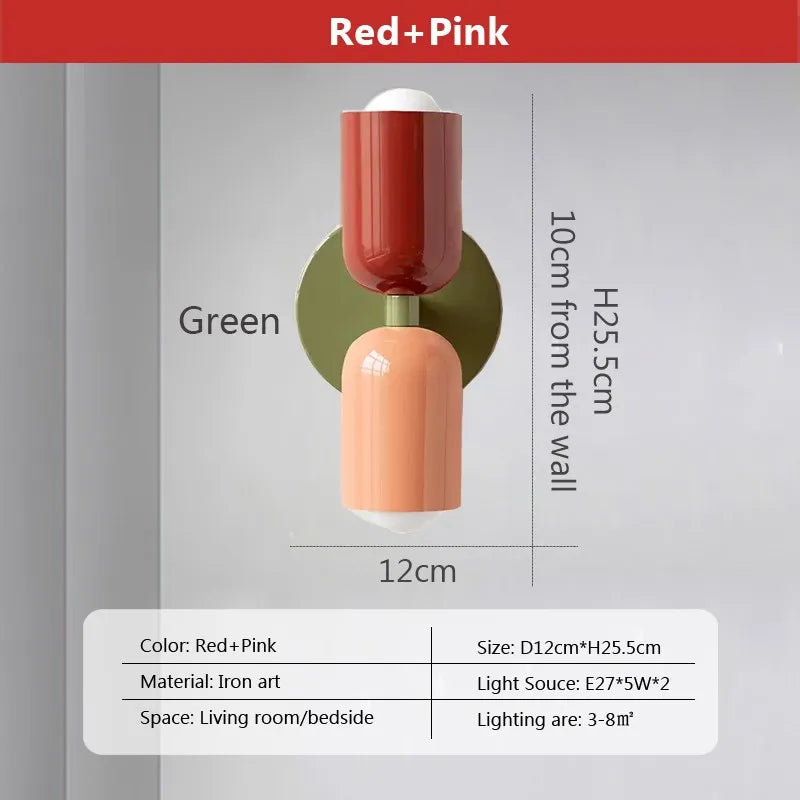 Dropshipping Nordic Wall Lamp LED Macaron Minimalist Sconce Bedroom Bedside Living Room Study Aisle Indoor Home Decoration Light