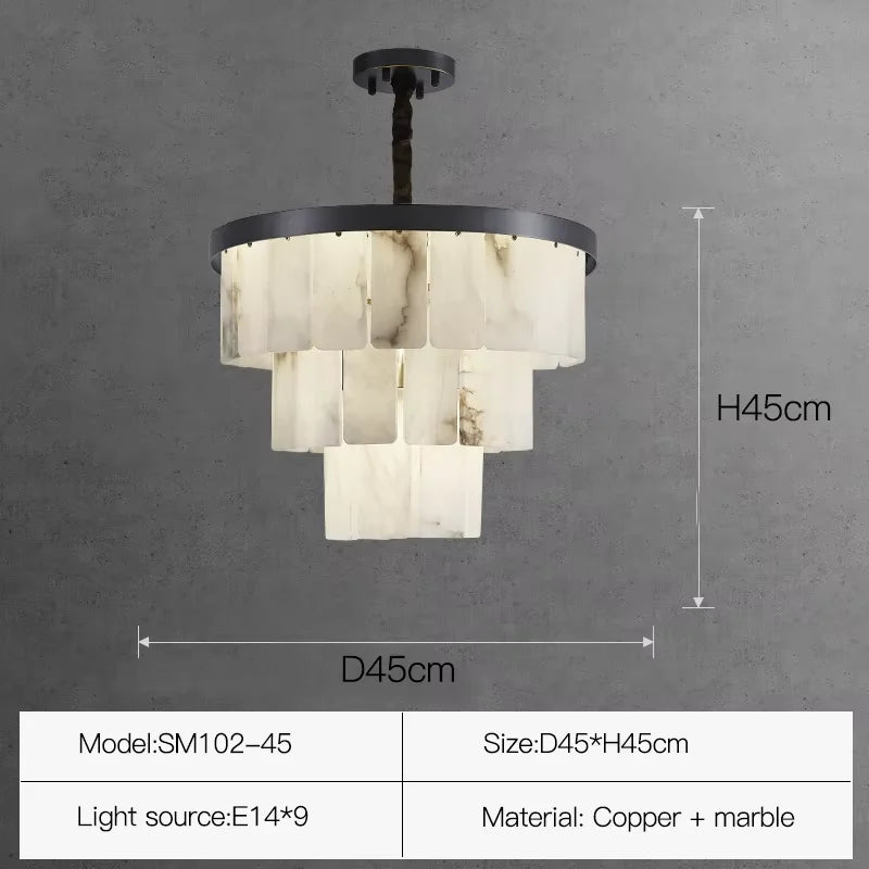 2025 Modern minimalist creative designer luxury Spanish marble warm white brass chandelier home life chandelier