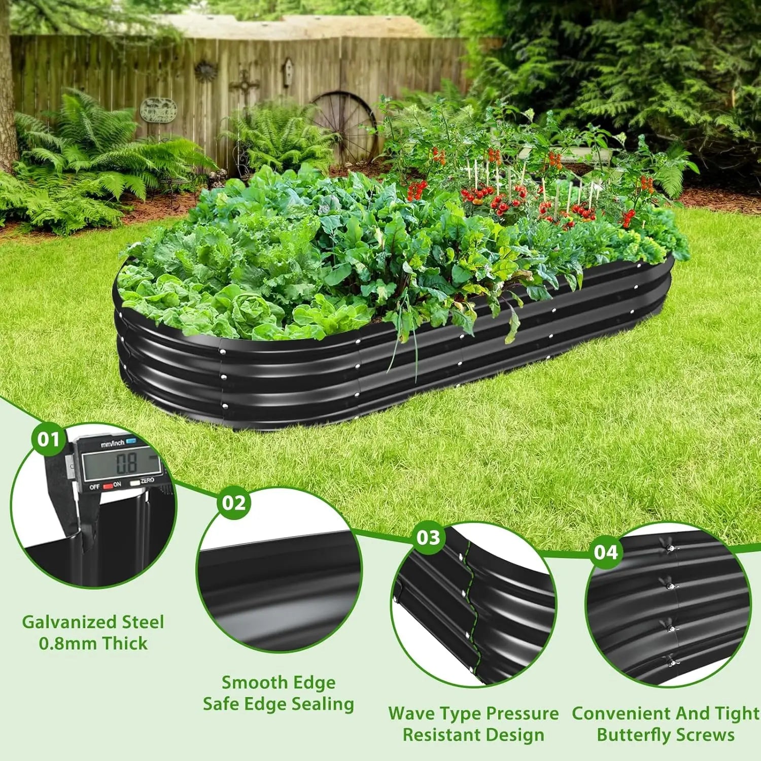 Galvanized Raised Garden Bed for Gardening, 23x23x11'' Square Metal Planter Boxes Outdoor for Vegetable,Flower,Herb,Modular Abov