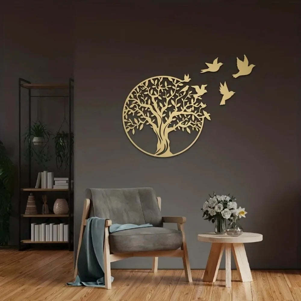 Metal Tree of Life Wall Art for Outdoor Courtyard, Elegant Home Decoration and Meaningful Anniversary Gift Piece