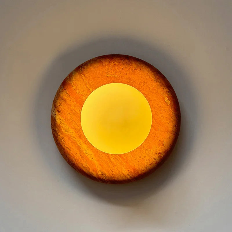 Wabi Sabi Style Natural Red Cave Stone Hotel Villa Hallway Foyer Living Room Jade Wall Lamp Bedroom Bedside Lamp