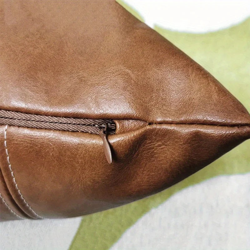 1pc Faux Leather Throw Pillow Covers  Thick Large Decorative Modern Boho Farmhouse Living Room Square Cases for Couch Bed Sofa