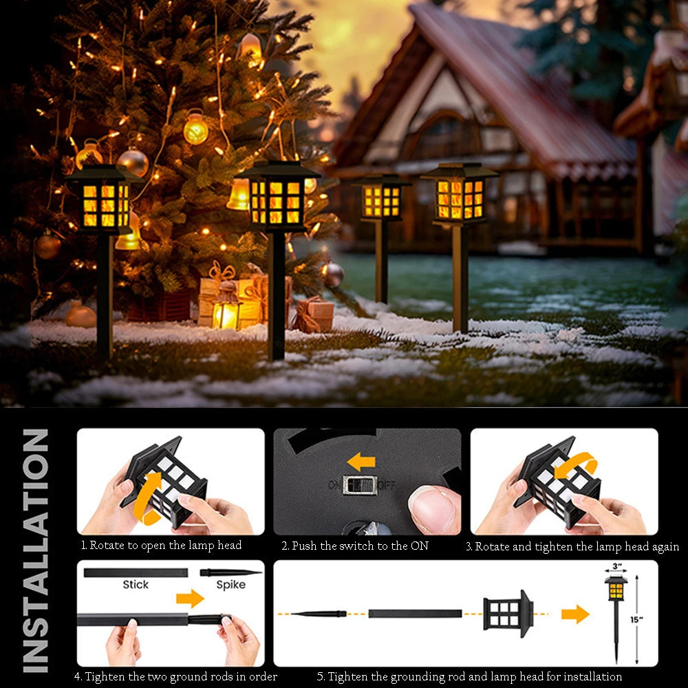 2/4 pcs 10LEDS Solar Flame Torch Light Flickering Light Waterproof Garden Decoration Outdoor Lawn Path Yard Patio Floor Lamp