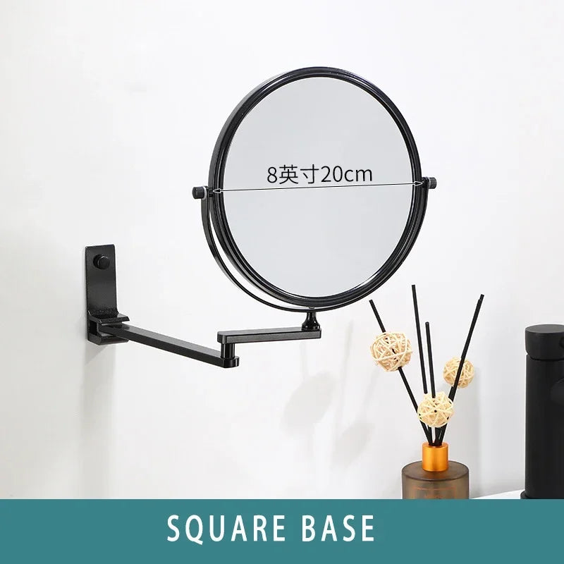 Dressing Mirror Wall Mounted 8 Inch Magnifying Two-sides Mirror Space Aluminum Black  Makeup Mirror Cosmetic Lady Gift