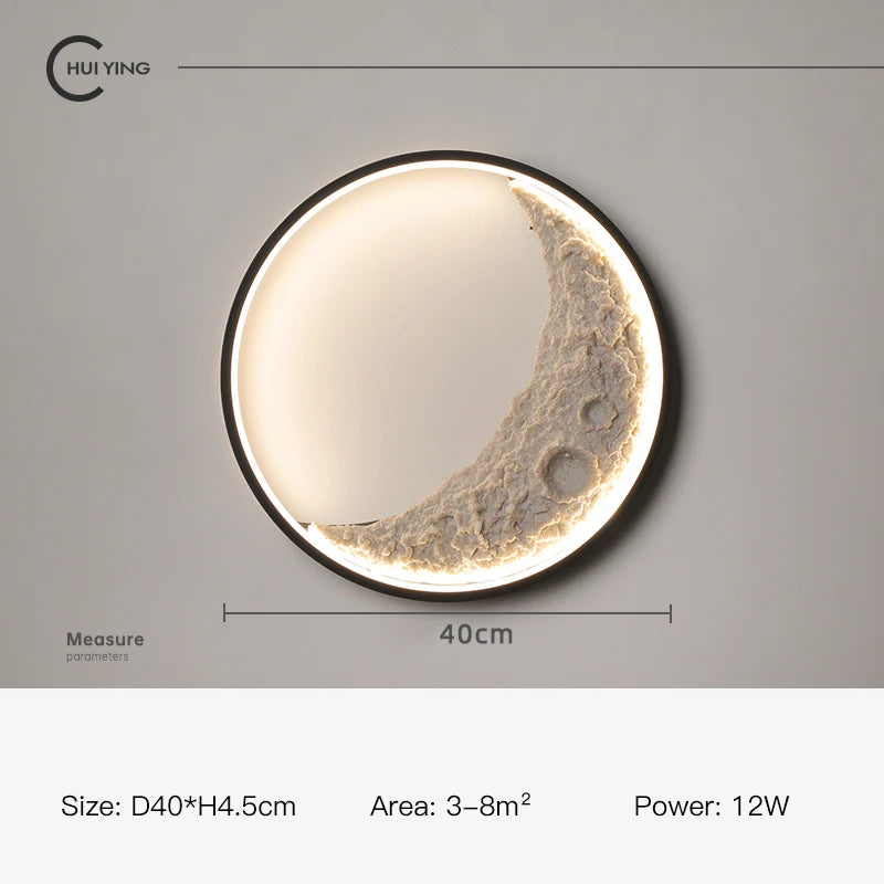 Creative Moon wall Lamp Led dimmable murale bedroom beside Light For Living Room Kitchen Hall Background Decor Stairway light