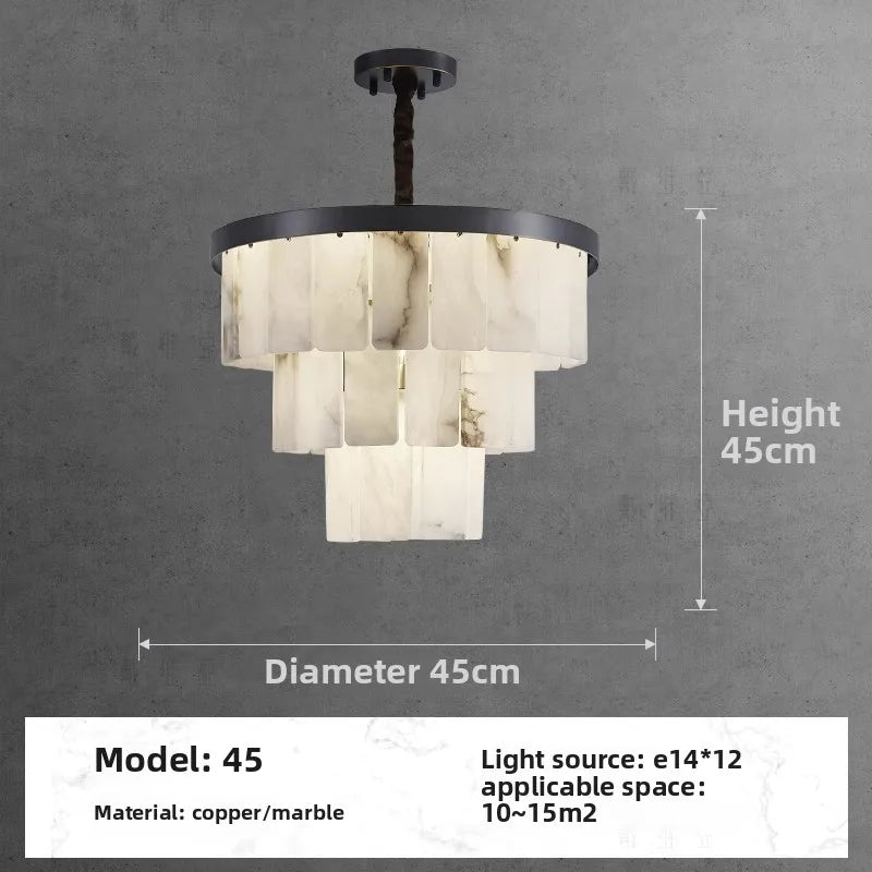 2025 Modern minimalist creative designer luxury Spanish marble warm white brass chandelier home life chandelier