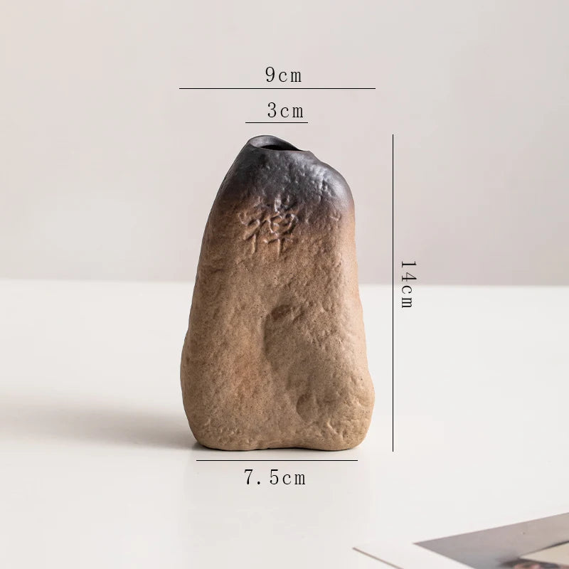 Creative Irregular Stone Shape Ceramic Vase Flowers Plant Potted Hydroponics Mini Vase Interior Aesthetics Home Decoration Gifts